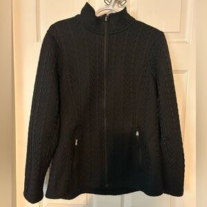 Spyder Black Stryke Cable Knit Fleece Lined Jacket size Large